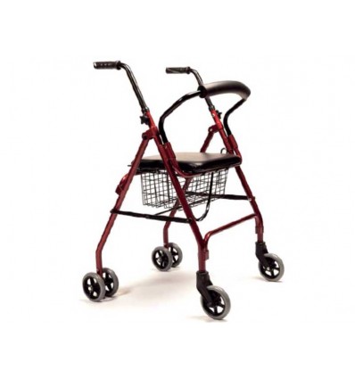 Andador freno push con asiento y cesta – A221