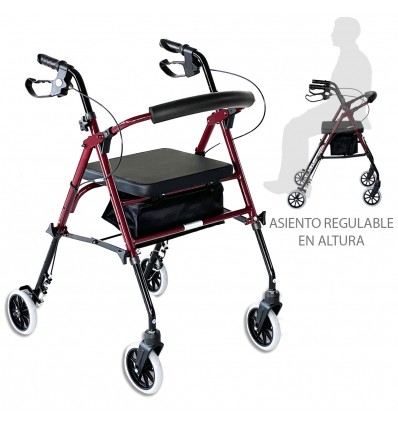 Rollator con asiento regulable en altura HI-LOW